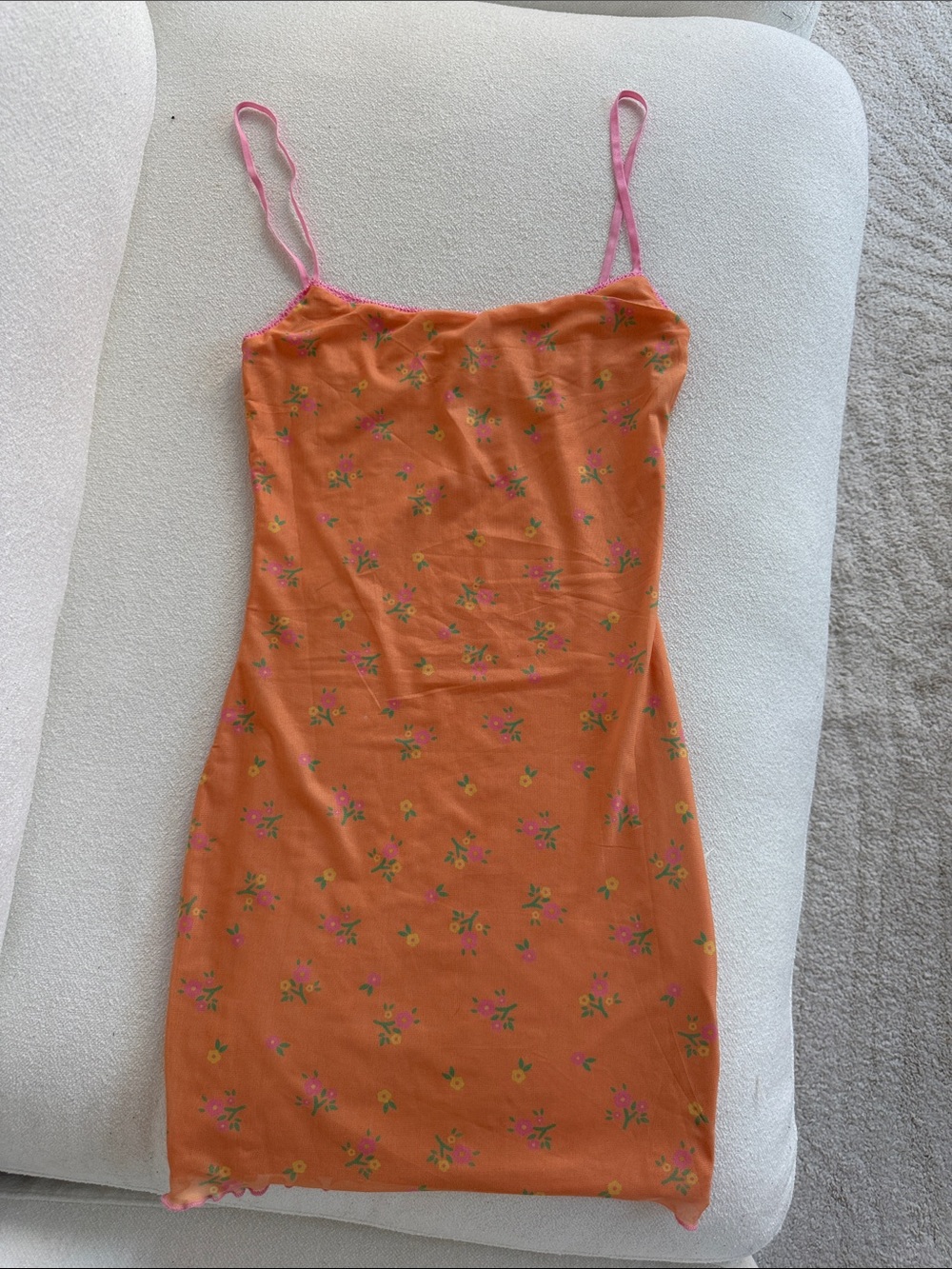 Princess Polly Orange Floral Slip Dress with Pink Trim